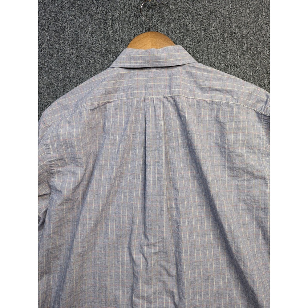 Paul Fredrick Mens Blue Plaid‎ Cotton Broadcloth Button Down Shirt 17.5 33 USA - Picture 11 of 11